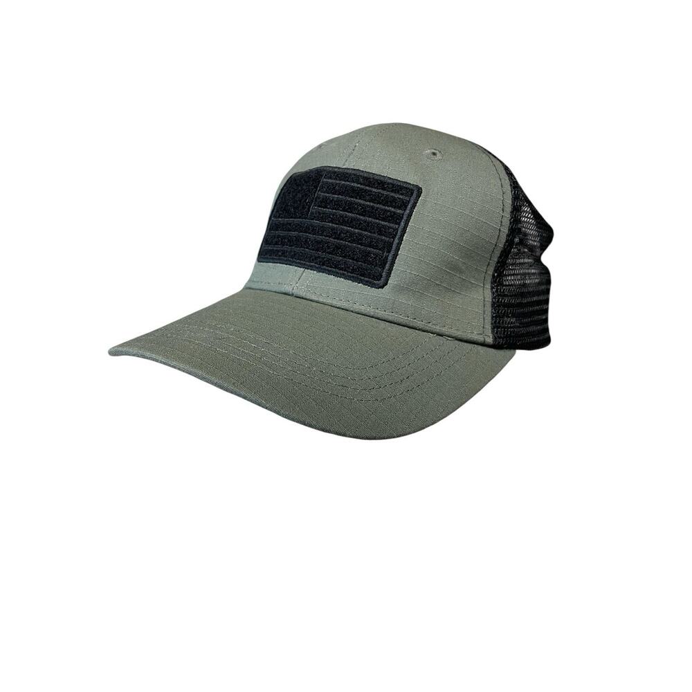 Men's Highland Tactical USA American Flag Green Trucker Mesh Adjustable Cap/Hat
